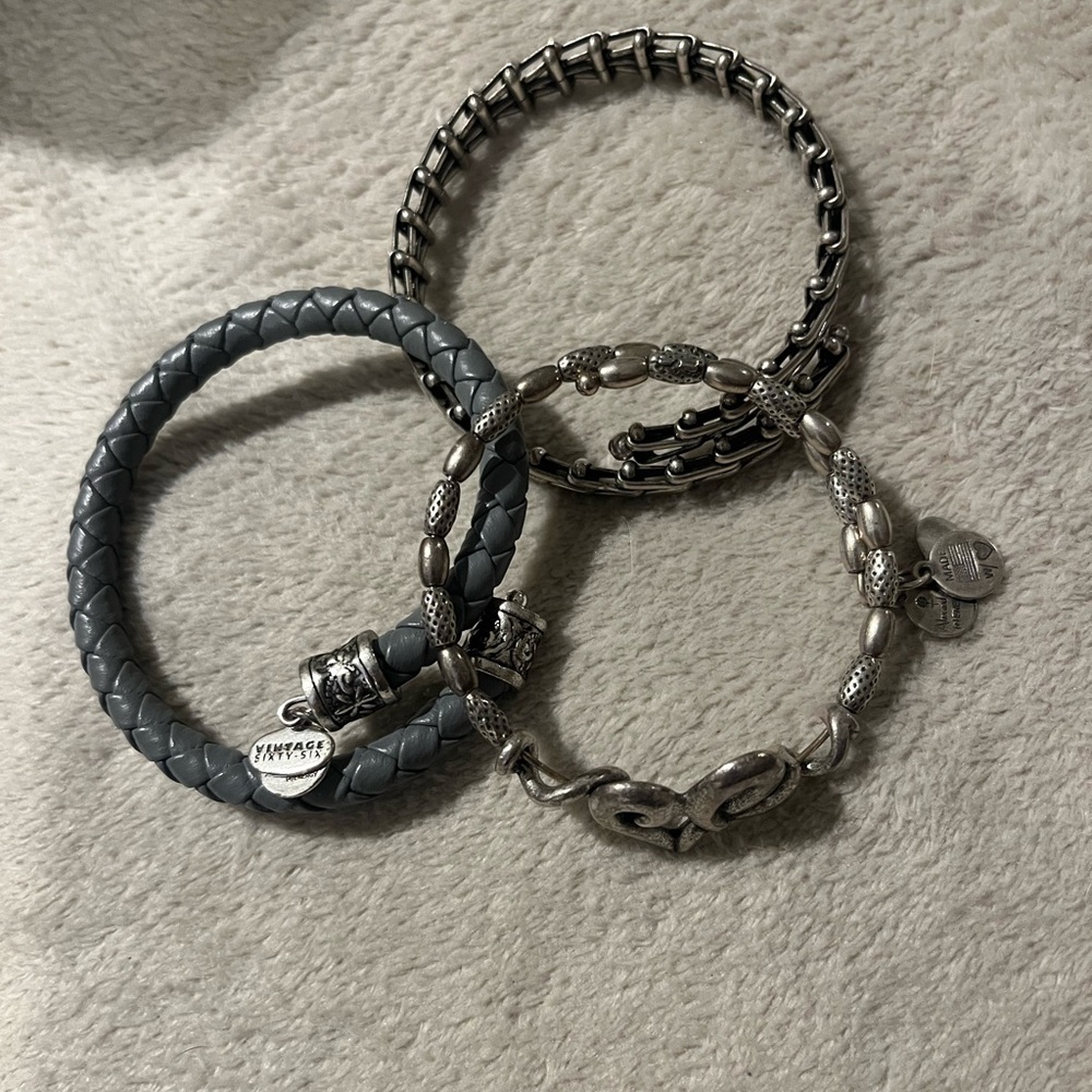 Alex & Ani silver and grey bundle